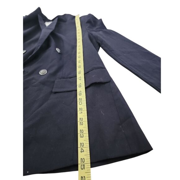 Ryan New York Blue Double-Breasted Blazer Jacket Sz 2 Lined Preppy Dark Academia - Picture 6 of 10